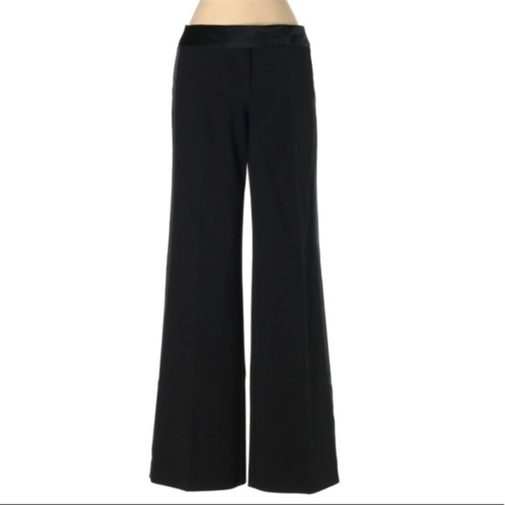 Laundry 0 black midrise wide leg satin trim pant